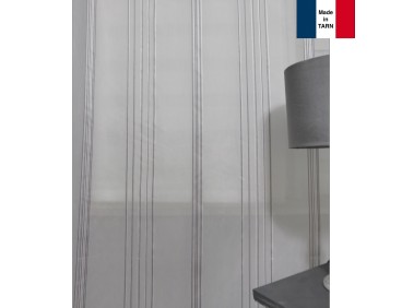 Voilage sur mesure avec rayure grise (jusqu'à 290 cm de haut)