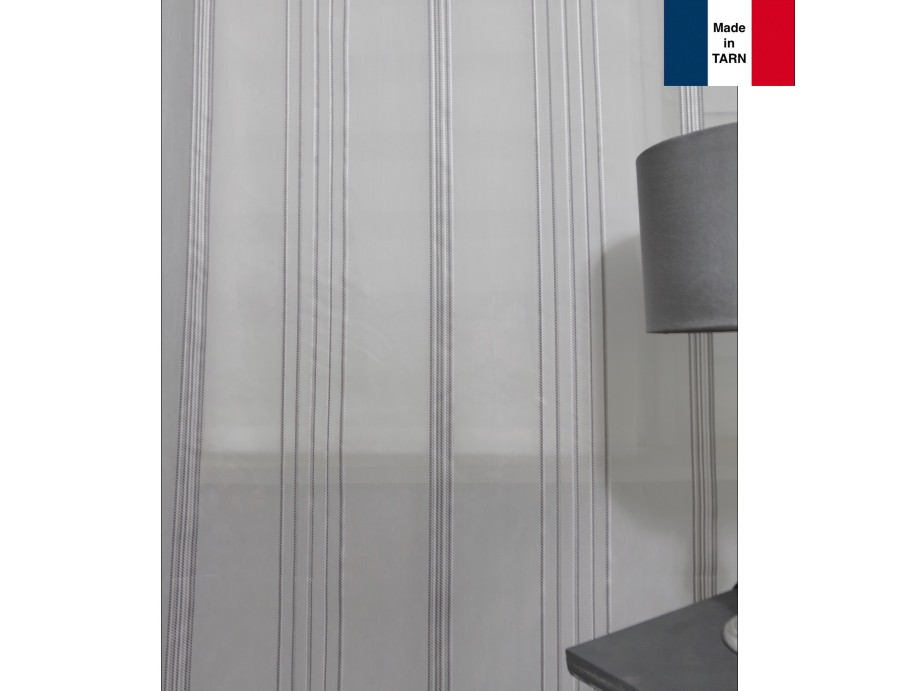 Voilage sur mesure avec rayure gris (jusqu'à 290 cm de haut). 09460-029