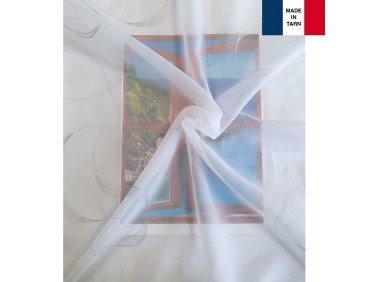 Voilage sur mesure blanc argent (jusqu'à 290 cm de haut) Ref 09542