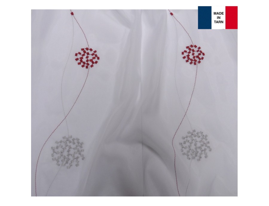 Voilage sur mesure rouge et gris brodé (jusqu'à 290 cm de haut). PETITS STOCKS. Ref 09687-22 Voilage sur mesure rouge et gris brodé (jusqu'à 290 cm de haut). PETITS STOCKS. Ref 09687-22