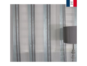 Voilage sur mesure turquoise et gris (jusqu'à 290 cm de haut)