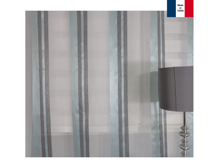 Voilage sur mesure turquoise et gris (jusqu'à 290 cm de haut). Ref 3809