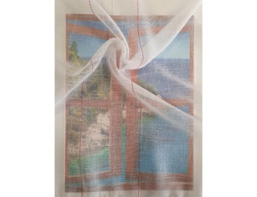 Voile au mètre rouge argent en grande hauteur 300 cm