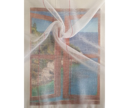 Voile au mètre rouge argent en grande hauteur 300 cm