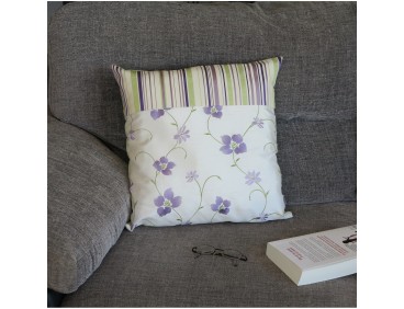 Coussins Zoé parme violet et vert anis