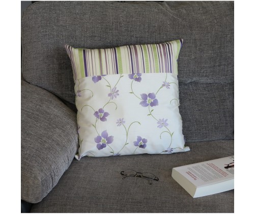 Coussins Zoé parme violet et vert anis