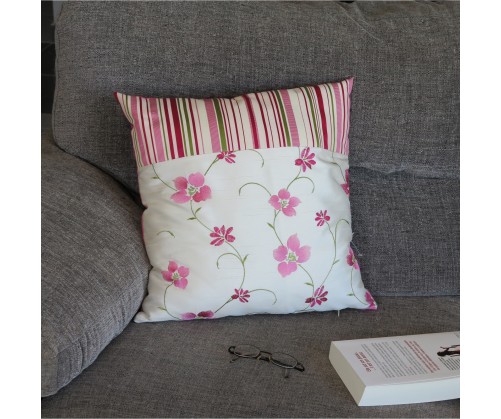 coussin zoé rose et vert