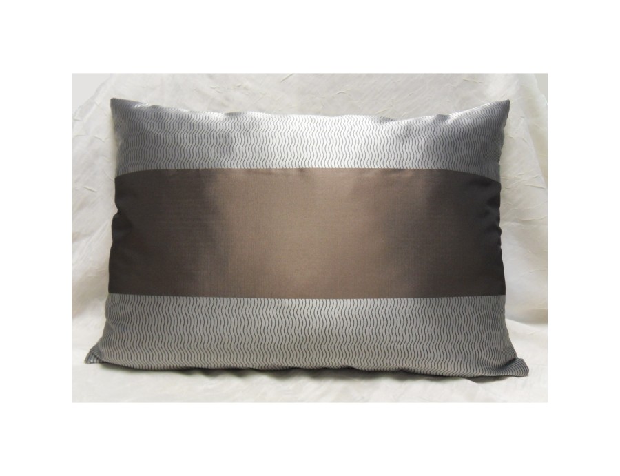 Coussin LENA chocolat gris déhoussable 40 x 60 cm