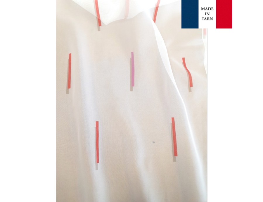 Voilage sur mesure blanc et rouge (jusqu'à 290 cm de haut) Ref L70034.700
