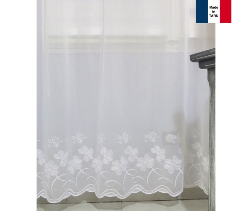 Voilage sur mesure avec base brodé blanc (jusqu'en 270 cm de haut)