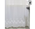 Voile au mètre blanc avec base fleuri en grande hauteur 290 cm