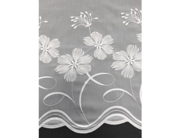 Voile au mètre blanc avec base fleuri en grande hauteur 290 cm