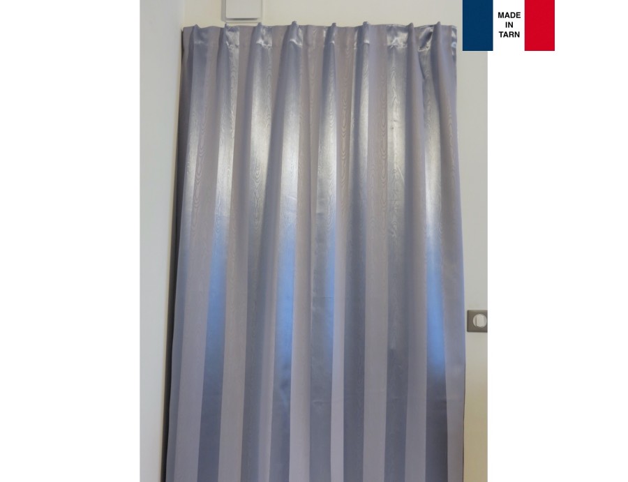 Rideaux ruflette isolant thermique et solaire LAGUNA parme pour tringle portière 146 x 282 cm