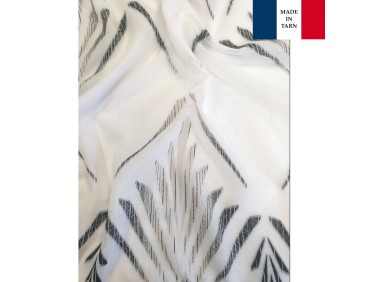 Voilage sur mesure blanc gris aspect lin (jusqu'à 290 cm de haut)