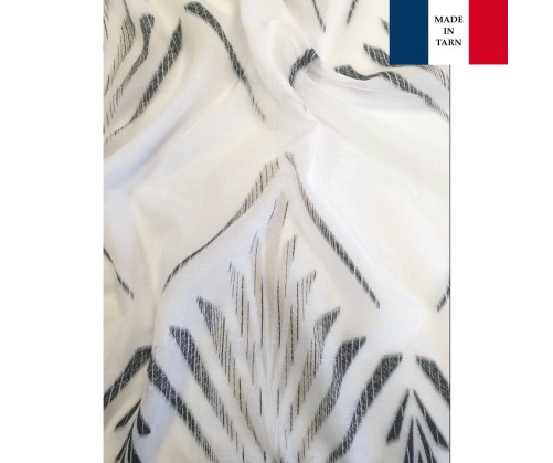 Voilage sur mesure blanc gris aspect lin (jusqu'à 290 cm de haut)