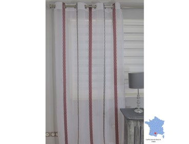 Voilage sur mesure rouge et gris (jusqu'à 290 cm de haut)