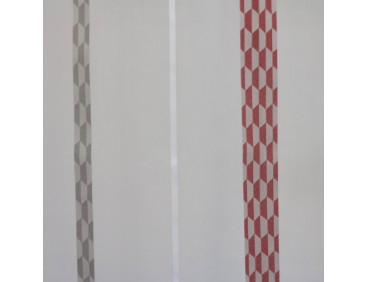 Voilage sur mesure rouge et gris (jusqu'à 290 cm de haut). Ref 11479/170