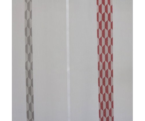 Voilage sur mesure rouge et gris (jusqu'à 290 cm de haut). Ref 11479/170