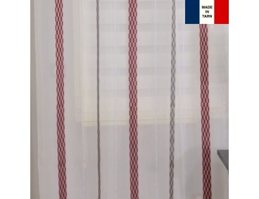 Voilage sur mesure rouge et gris (jusqu'à 290 cm de haut)