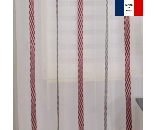 Voilage sur mesure rouge et gris (jusqu'à 290 cm de haut)
