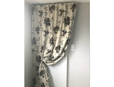 Rideaux ruflette isolant thermique TIARA chocolat pour tringle portière 135 x 235 cm