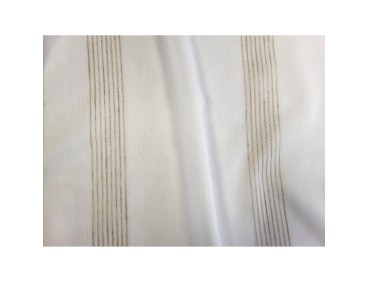 Voile au mètre blanc cassé avec rayure beige naturel en grande hauteur 300 cm