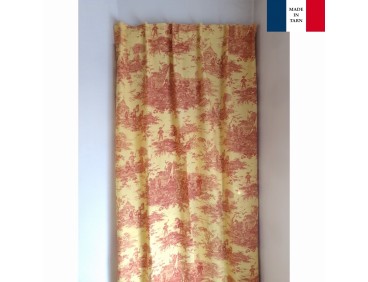 Rideau isolant thermique pour tringle portière TOILE DE JOUY bordeaux