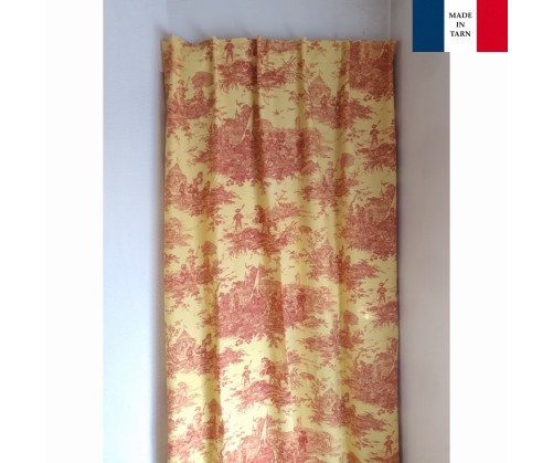 Rideau isolant thermique pour tringle portière TOILE DE JOUY bordeaux