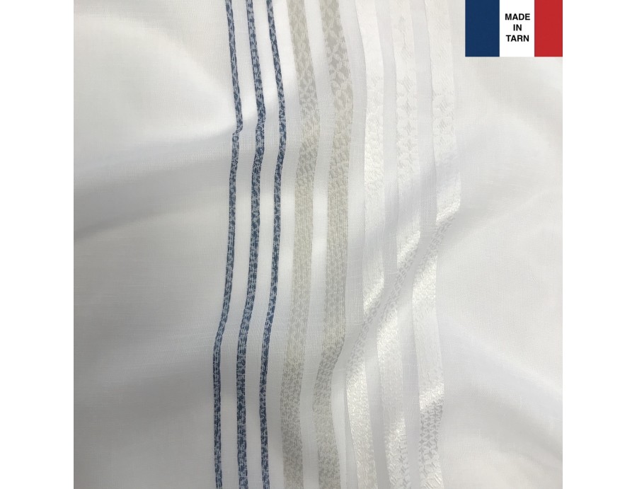 Voilage sur mesure bleu blanc (jusqu'à 290 cm de haut). Ref 11492