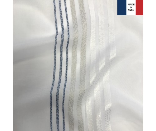 Voilage sur mesure bleu blanc (jusqu'à 290 cm de haut)