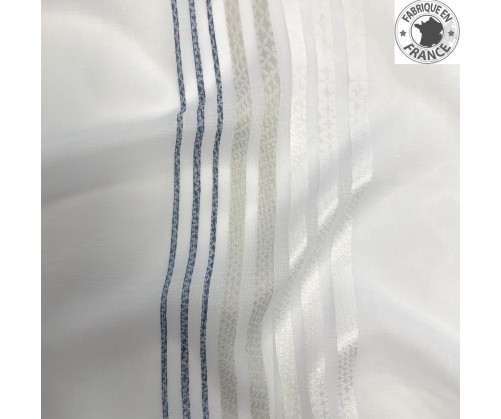 Voile au mètre bleu blanc en grande hauteur 300 cm