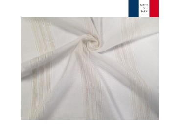 Voilage sur mesure Lin avec rayure naturel (jusqu'à 290 cm de haut)