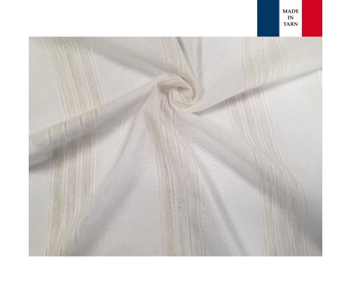 Voilage sur mesure Lin avec rayure naturel (jusqu'à 290 cm de haut)