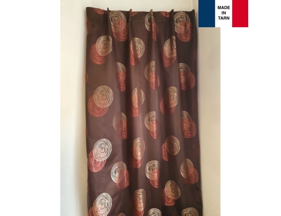Rideau ruflette isolant thermique pour tringle portière MOKKA chocolat 145 x 227 cm
