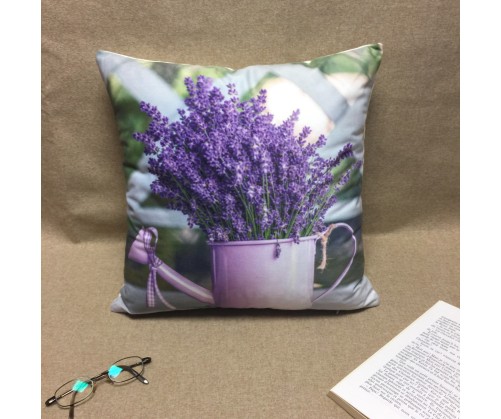 Housse de coussin lavandes 40 x 40 cm