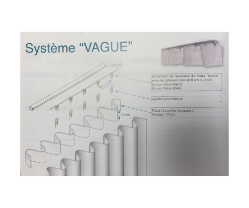 Ruban à poche transparent pour rideau vague