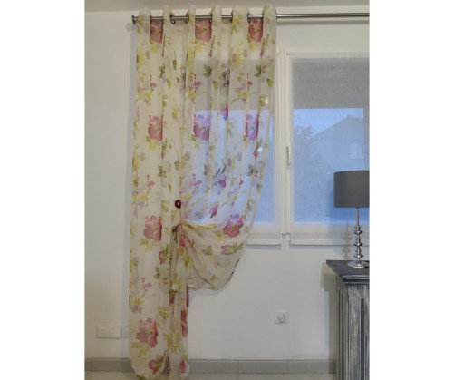 Rideaux voilage Ado TARBES fushia, grande hauteur