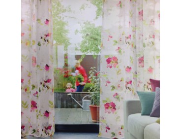 Rideaux voilage Ado TARBES fushia, grande hauteur