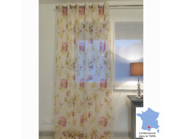 Rideaux voilage Ado TARBES fushia, grande hauteur