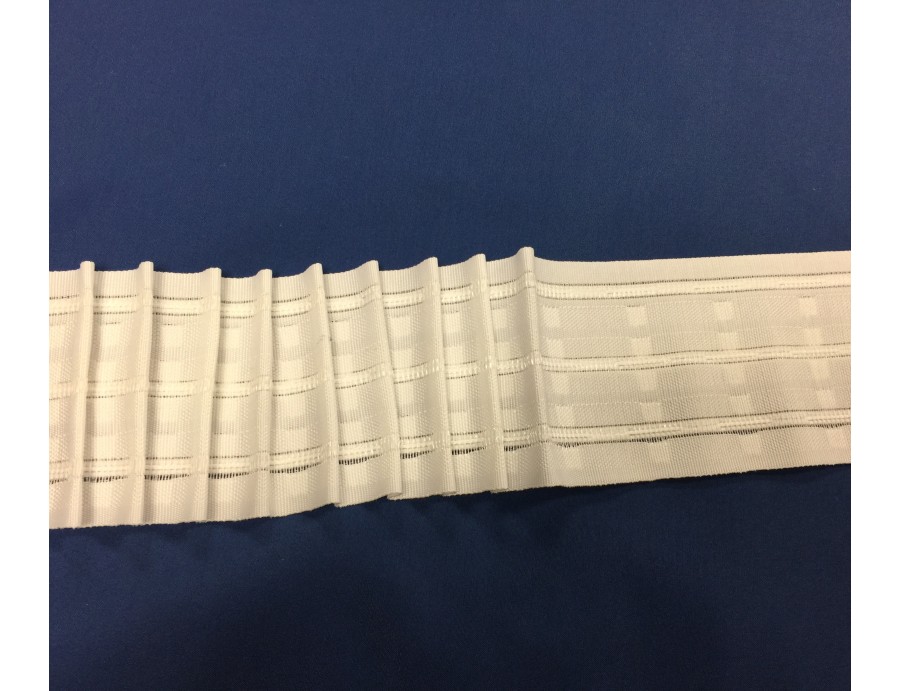 Ruflette multipoches plis automatiques pour voilage ou tenture, blanc ou crème