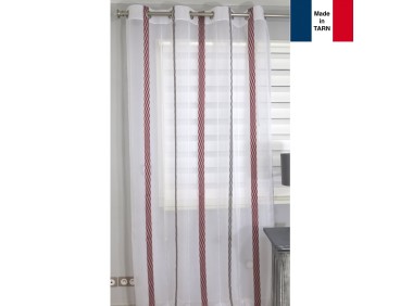 Voilage prêt à poser GAVARNIE rouge et gris 140 x 290 cm