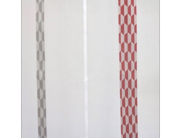 Voilage prêt à poser GAVARNIE rouge et gris 140 x 290 cm