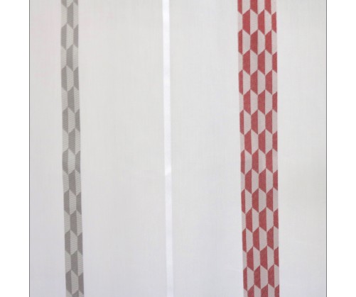 Voilage prêt à poser GAVARNIE rouge et gris 140 x 290 cm