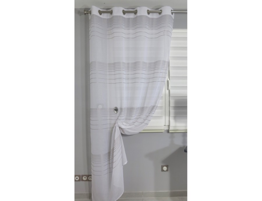 Voilage prêt à poser Isaure gris 140 x 240 cm