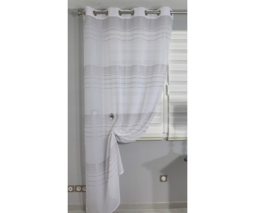 Voilage prêt à poser Isaure gris 140 x 240 cm