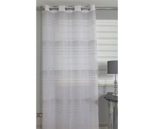 Voilage prêt à poser Isaure gris 140 x 240 cm