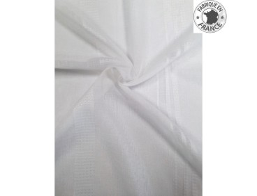 Voile au mètre blanc avec rayure ton sur ton en grande hauteur 300 cm
