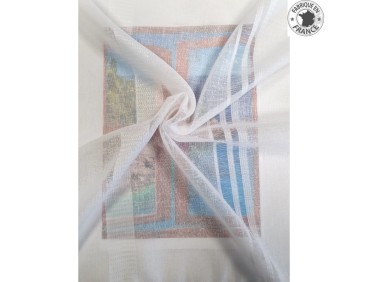 Voile au mètre blanc avec rayure ton sur ton en grande hauteur 300 cm