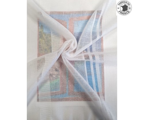 Voile au mètre blanc avec rayure ton sur ton en grande hauteur 300 cm