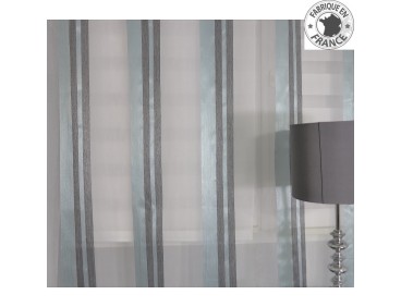 Voile au mètre turquoise gris avec rayure en grande hauteur 300 cm